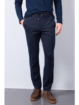 Lacivert Jogger Comfortable Esnek Ipli Interlock Örme Regular Fit Pantolon