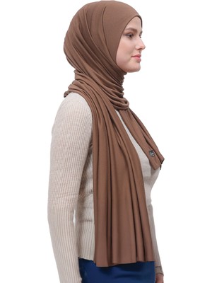 Altobeh Tesettür Penye Şal Düz-Koyu Çikolata