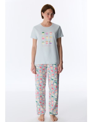 Penti Açık Mavi Sweet Breakfast Pantolon Pijama Takımı