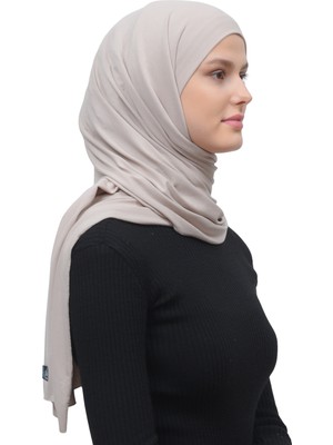 Altobeh Tesettür Penye Şal Düz-Koyu Krem