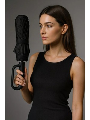 Normadia Otomatik Fiber Tel Şemsiye, Çift Telli, Kılıflı, Siyah, Dayanıklı ve Pratik