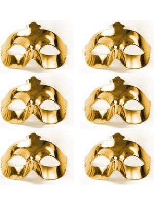 Renklime Altın Metalize Renk Düz Balo Parti Maskesi