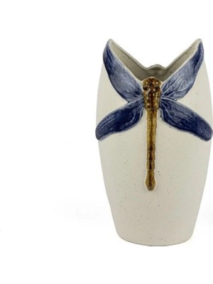 Mikasa Moor Krem Mavi Yusufçuk Vazo 37X15CM