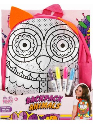 Renklime Pretty Pinky Boyanabilir Desenli Baykuş Sırt Çantası