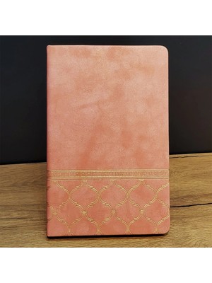 Renklime Somon Rengi Desenli Deri Defter