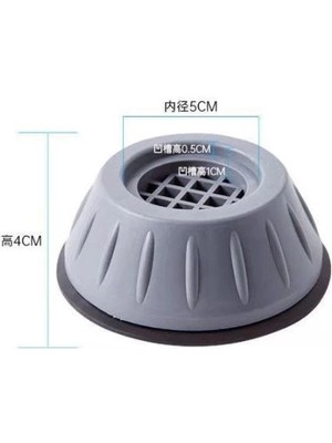 Renklime Çamaşır Makinesi Titreşim Engelleyici Stoper Gri 4 Lü Set