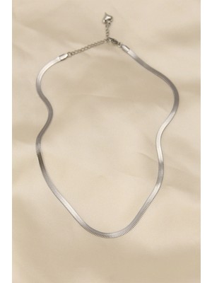 Renklime 316L Çelik Silver Renk 45 cm Italyan Zincir Model Kadın Kolye