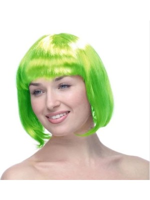 Renklime Yeşil Küt Peruk Saç