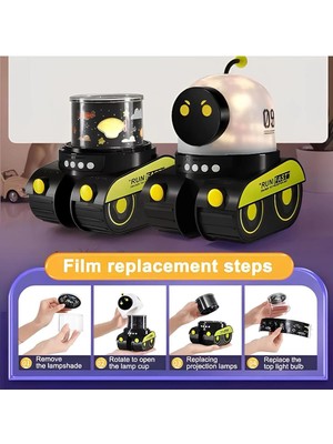 Renklime Çocuklar Için Eğitici ve Eğlenceli Robot Temalı Projektör Gece Lambası