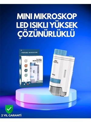 Renklime Pmma Optik Lensli Kompakt Taşınabilir Mikroskop