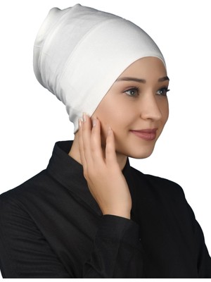 Altobeh Hazır Pratik Geçmeli Uzun Boru Tesettür Bonesi - Ekru