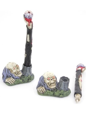 Renklime Polyester Kurukafa Tükenmez Kalem