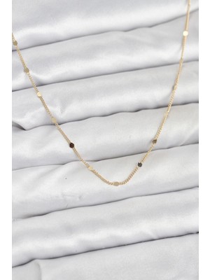 Datatek cm 14K Gold Renk Ezme Pul Model 60 cm Kadın Kolye