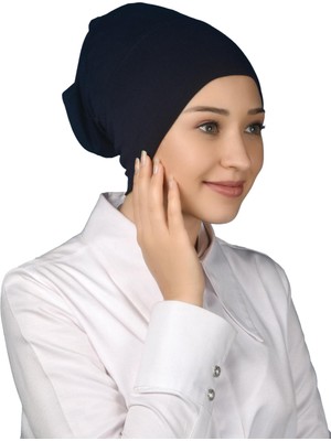 Altobeh Hazır Pratik Geçmeli Uzun Boru Tesettür Bonesi - Lacivert