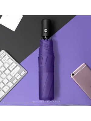 Normadia Otomatik Mor Renkli 8 Tellili Rüzgar ve Yağmur Geçirmez Şemsiye