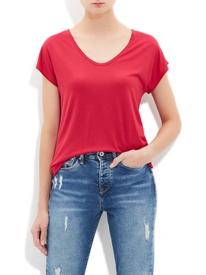 Mavi Kadın Bordo Basic Tişört 164548-23705