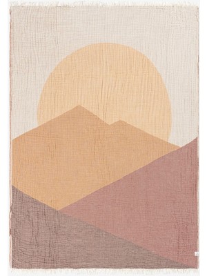 Barine The View Jakarlı Pamuk Dokulı Koltuk Şalı Battaniye Kahverengi