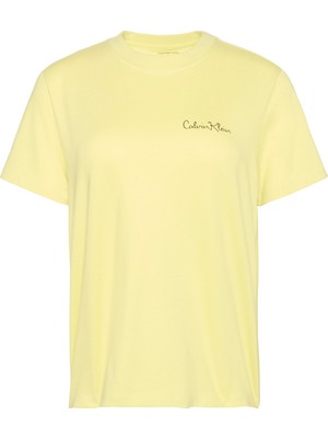 Calvin Klein Jeans Yuvarlak Yaka Baskılı Sarı Kadın T-Shirt Ss Classıc Graphıc Tee