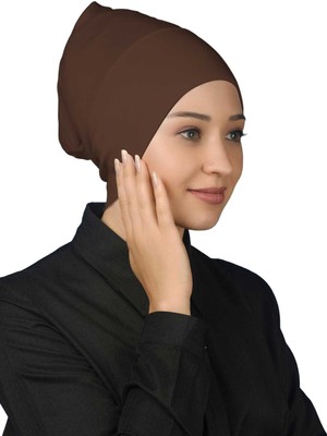 Altobeh Hazır Pratik Geçmeli Uzun Boru Tesettür Bonesi - Koyu Çikolata
