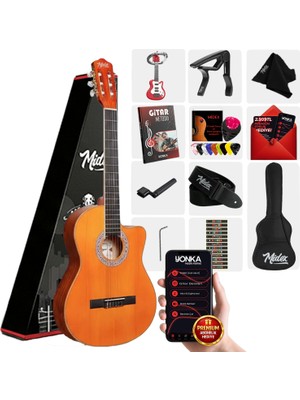 MAXWORD Midex CG-395YLX Klasik Gitar 4/4 Kesik Kasa Full Set (Çanta Askı Metod Pena)