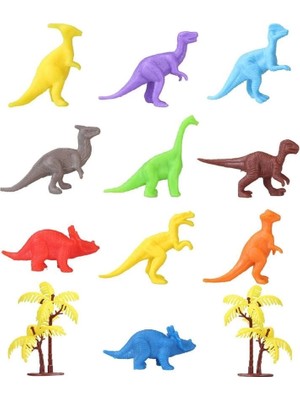 Renklime 683 Toy Play 12 Parça Renkli Mini Dinozor Figür Seti 4-6 cm