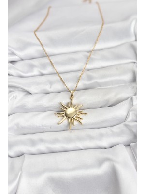 Datatek 316L Çelik Zincir Gold Renk Güneş Model Kadın Kolye