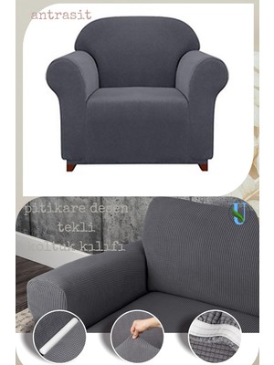 UY STYLE Likrali Tekli Koltuk Kılıfı ,esnekli Lastikli Koltuk Örtüsü Pitikare Desen Tek Kişilik