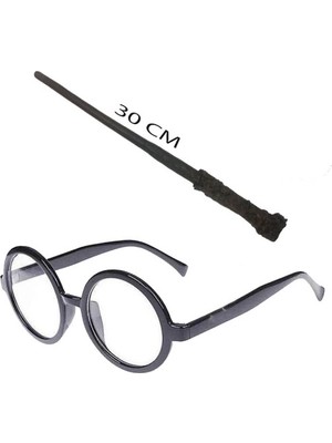 Renklime Harry Potter Asası ve Siyah Çerçeveli Gözlük Seti