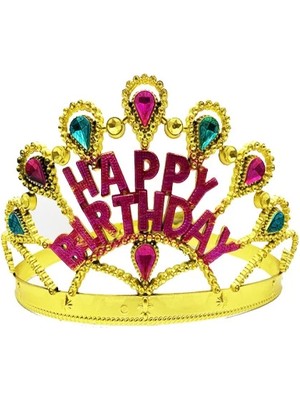 Renklime Altın Renk Happy Birthday Doğum Günü Tacı
