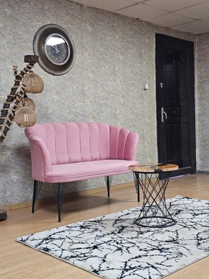 Sevinç Mobilya Ikili Siyah Boyalı Tel Ayak Papatya Çay Seti Koltuk Berjer , Balkon, Salon, Ofis, Cafe Koltuk Takımı