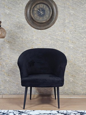 Sevinç Mobilya Tekli Teddy Siyah Boyalı Sivriltme Ayak Çay Seti Koltuk Tekli Berjer , Balkon, Salon, Ofis