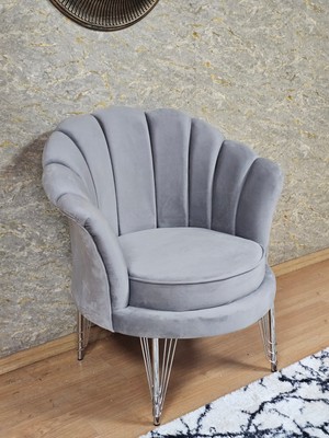 Sevinç Mobilya Tekli Istiridye Krom Kaplama Telli Ayak Çay Seti Koltuk Tekli Berjer , Balkon, Salon, Ofis