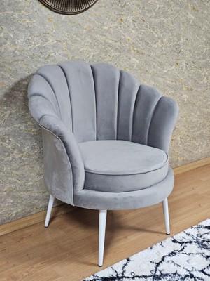 Sevinç Mobilya Tekli Istiridye Beyaz Boyalı Sivriltme Ayak Çay Seti Koltuk Tekli Berjer , Balkon, Salon, Ofis