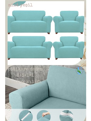 UY STYLE Likrali Koltuk Kılıfı ,esnekli Lastikli Koltuk Örtüsü Pitikare Desen 3+3+1+1takım