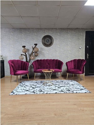 Sevinç Mobilya Istiridye Takım Siyah Boyalı Telli Ayak Çay Seti Koltuk Takımı