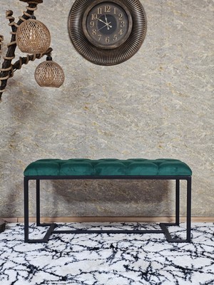 Sevinç Mobilya Siyah Boyalı - L - Ayaklı 100 cm x 38 cm Oturak - Bench - Makyaj Taburesi - Makyaj Oturak