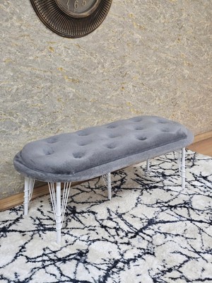 Sevinç Mobilya Ufo Oturak Bench - Beyaz Boyalı Telli Ayak - Oturak - Bench - Puf - Yatak Ucu Pufu