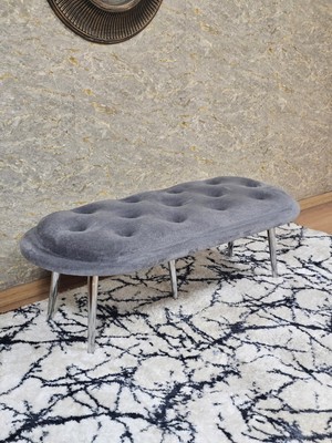 Sevinç Mobilya Ufo Oturak Bench - Krom Kaplama Sivriltme Ayak - Oturak - Bench - Puf - Yatak Ucu Pufu