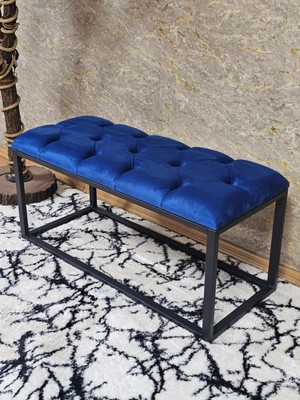 Sevinç Mobilya Siyah Boyalı Diktörtgen 100 cm x 40 cm Oturak Puf - Bench - Makyaj Oturağı - Oturak