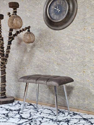 Sevinç Mobilya Krom Sivriltme Ayaklı 60 cm Puf Bench - Puf - Bench - Oturak - Mutfak Oturağı - Antre Oturağı