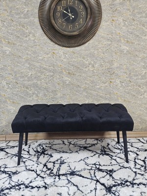 Sevinç Mobilya Siyah Boyalı Sivriltme Ayaklı 90 cm Puf Bench - Puf - Bench - Kasalı Oturak - Oturak - Yatak Ucu Puf