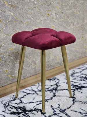 Sevinç Mobilya Kare Gold Kaplama Konik Ayaklı Tabure - Oturak - Bar Taburesi - Ayaklı Tabure