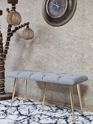 Sevinç Mobilya Gold Metal Yeşil Oturaklı Sivriltme Ayaklı Babyface Puf & Bench & Oturak