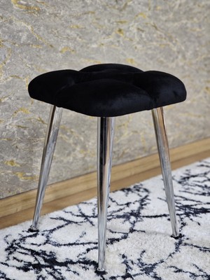 Sevinç Mobilya Kare Krom Kaplama Konik Ayaklı Tabure - Oturak - Bar Taburesi - Ayaklı Tabure