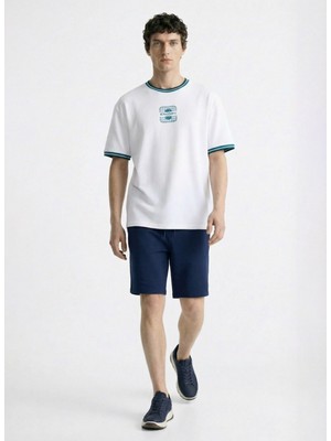 Discovery Expedition D6SM-TST3752 Beyaz Bisiklet Yaka Relaxed Düz Erkek T-Shirt