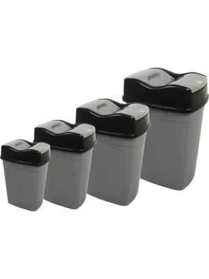 Norino Sağlam Plastik 4'lü Girdap Çöp Kovası Set  (10-15-25-60 Lt)(2-3-4-5 Nolu)