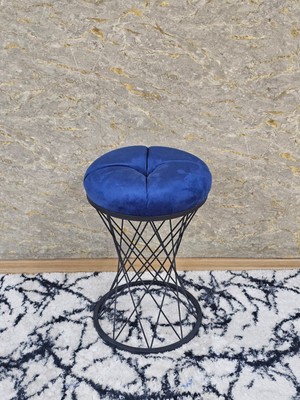 Sevinç Mobilya Yuvarlak Siyah Boyalı Puf Oturak - Bench - Ayak Ucu Oturak - Tabure - Makyaj Oturak