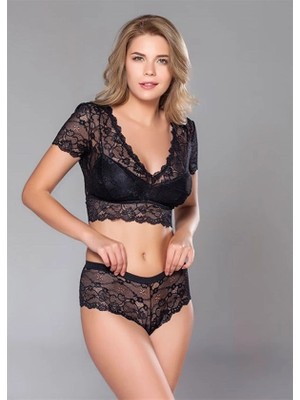 Letsii Desteksiz Sütyen Takımı Siyah Renk