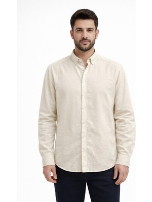 Classics Men Di Pierro Uzun Kol Slim Fit Erkek Keten Gömlek - 7541