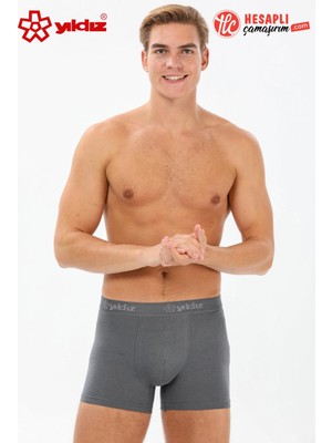 Yıldız Çamaşır Yıldız 38 Erkek Füme Modal Pamuklu Terletmez Likralı Rahat Klasik Tekli Boxer
